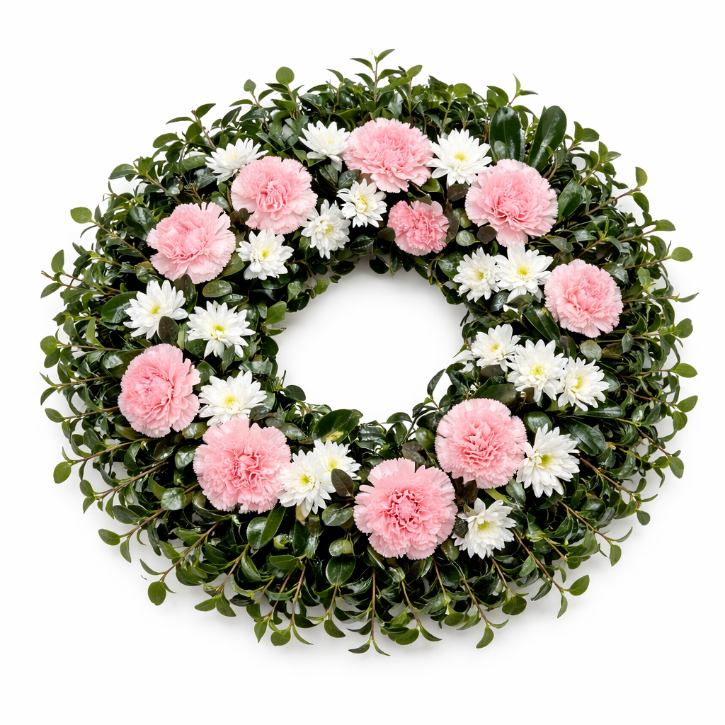 Kurorë Funerale Rozë dhe Bardh